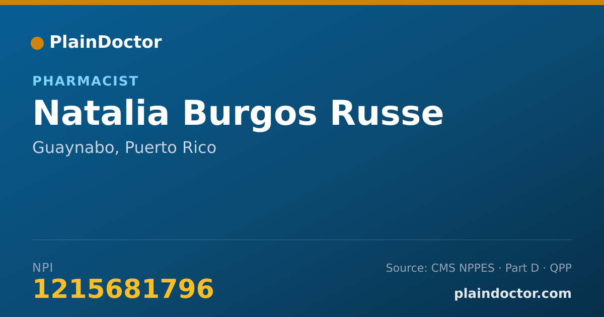 Shareable card for Natalia Burgos Russe - Pharmacist, Guaynabo, PR