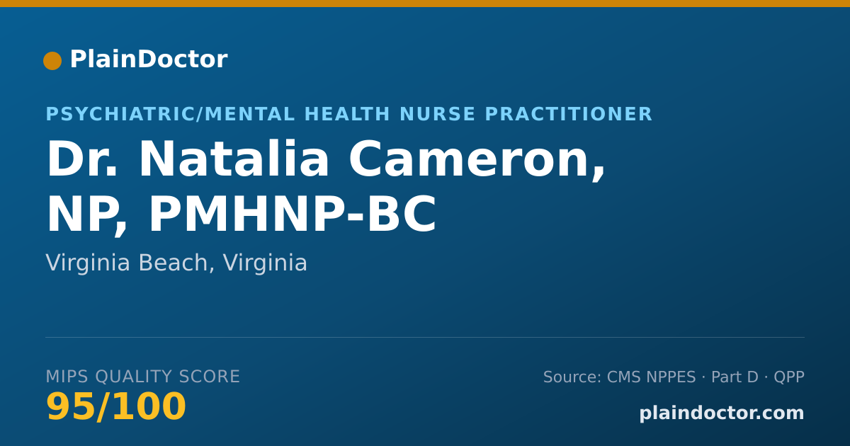 Shareable card for Natalia Cameron, NP, PMHNP-BC - Psychiatric/Mental Health Nurse Practitioner, Virginia Beach, VA