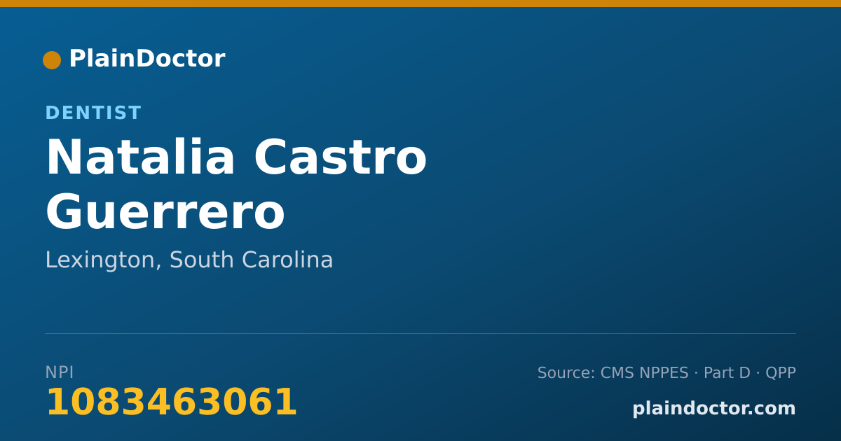 Shareable card for Natalia Castro Guerrero - Dentist, Lexington, SC