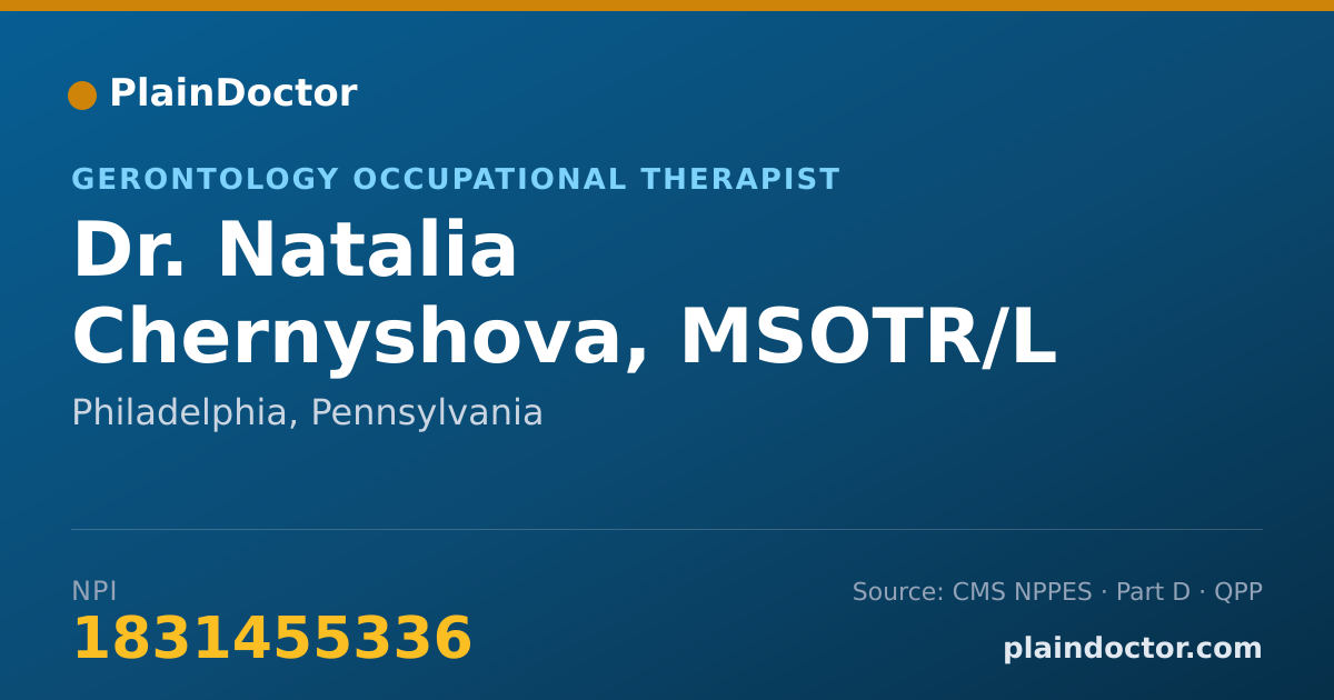 Shareable card for Natalia Chernyshova, MSOTR/L - Gerontology Occupational Therapist, Philadelphia, PA