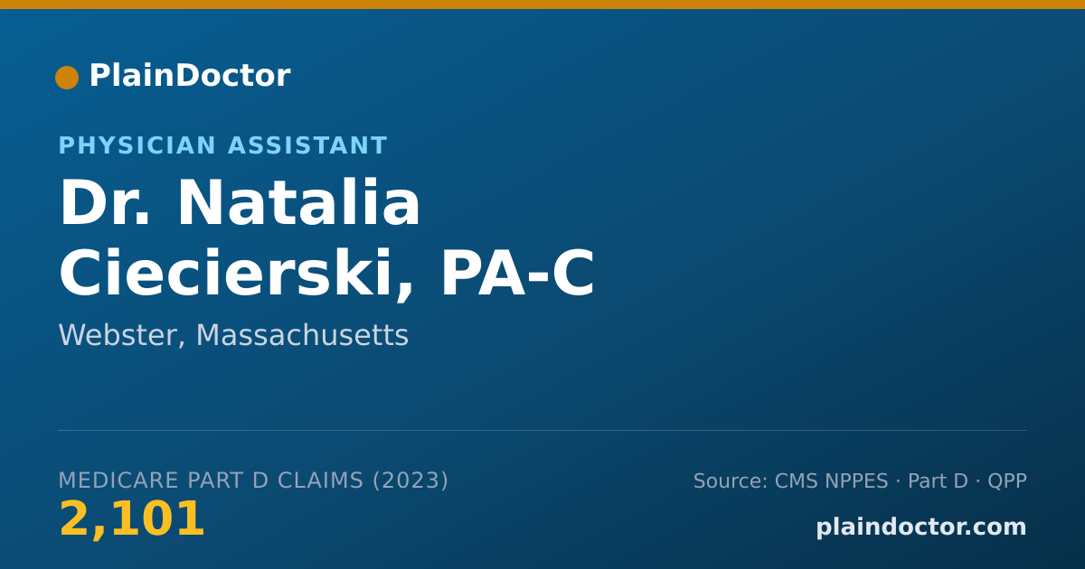 Shareable card for Natalia Ciecierski, PA-C - Physician Assistant, Webster, MA
