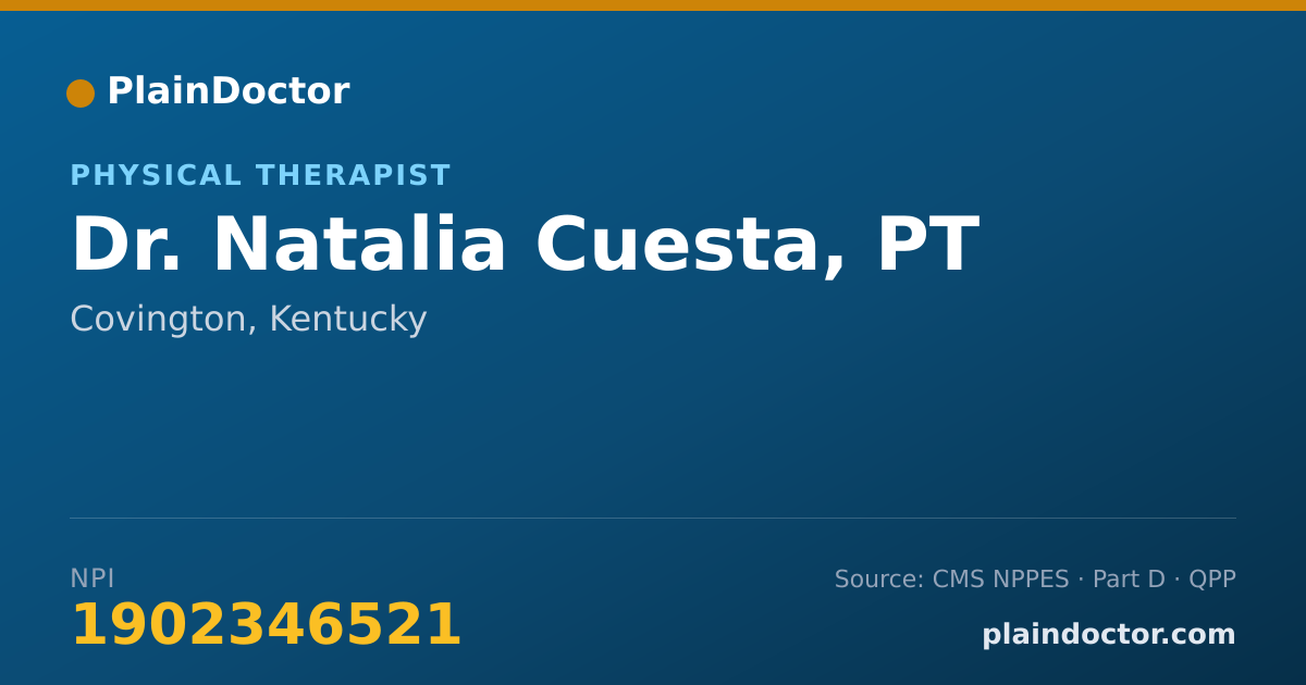 Shareable card for Natalia Cuesta, PT - Physical Therapist, Covington, KY
