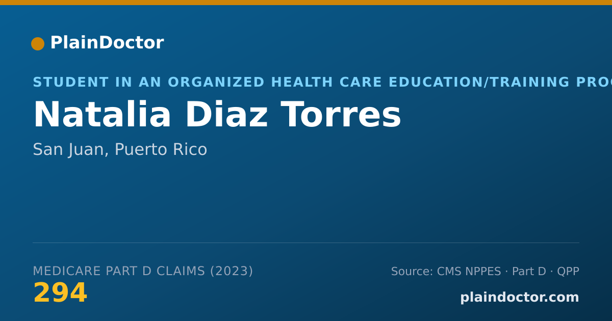 Shareable card for Natalia Diaz Torres - Student in an Organized Health Care Education/Training Program, San Juan, PR