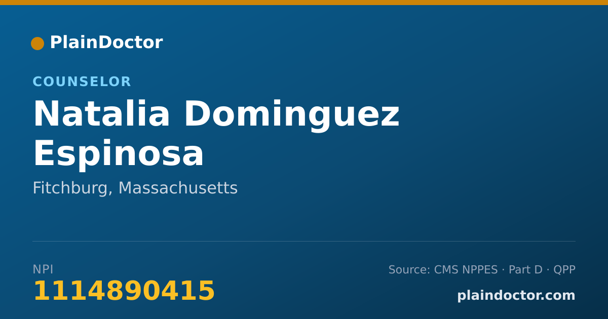 Shareable card for Natalia Dominguez Espinosa - Counselor, Fitchburg, MA