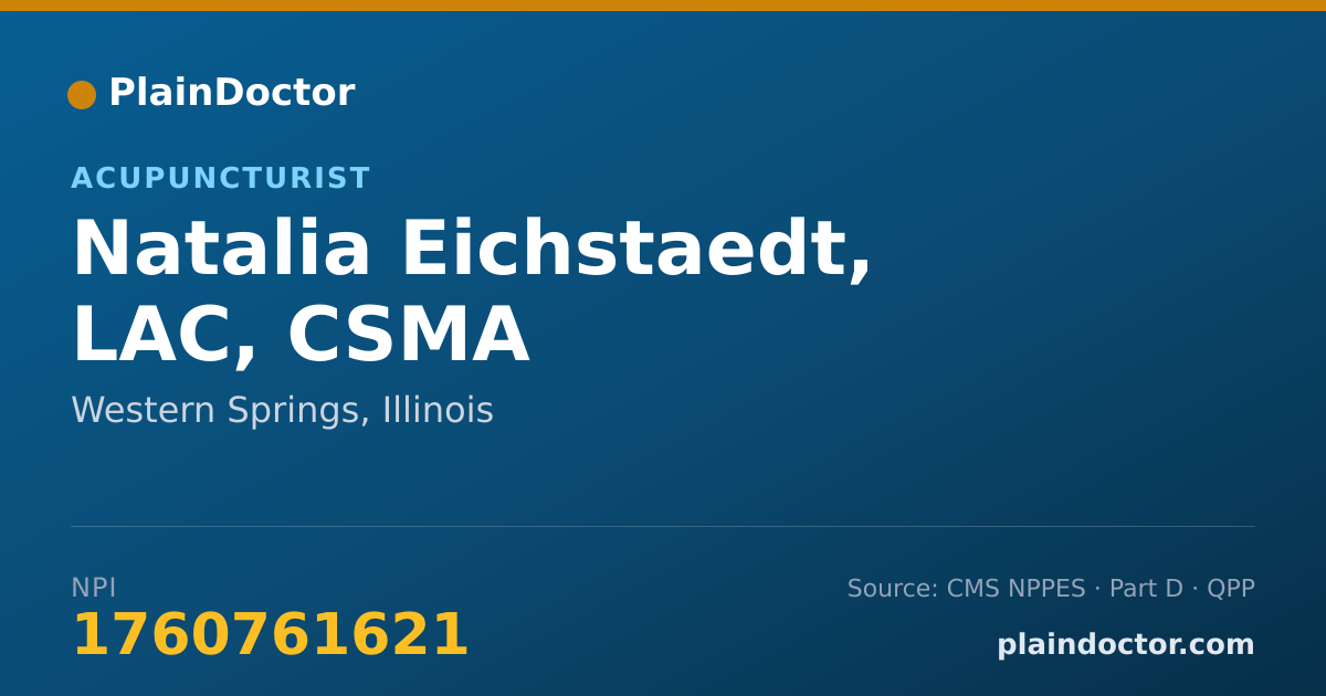 Shareable card for Natalia Eichstaedt, LAC, CSMA - Acupuncturist, Western Springs, IL