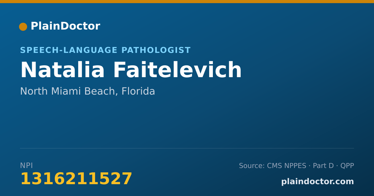 Shareable card for Natalia Faitelevich - Speech-Language Pathologist, North Miami Beach, FL