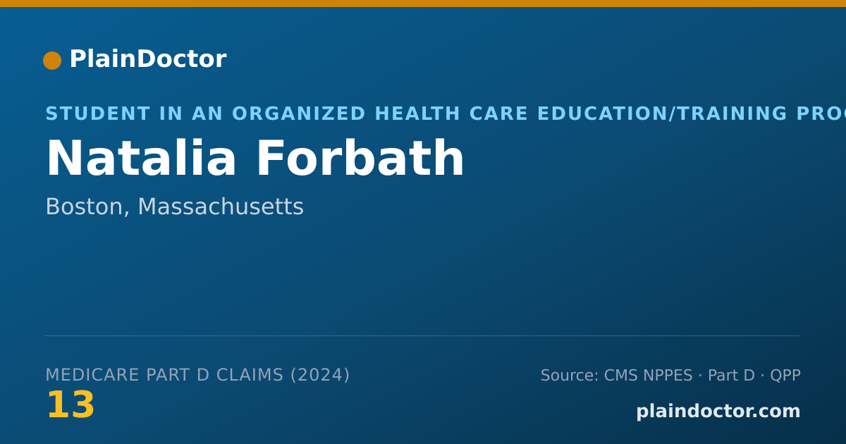 Shareable card for Natalia Forbath - Student in an Organized Health Care Education/Training Program, Boston, MA