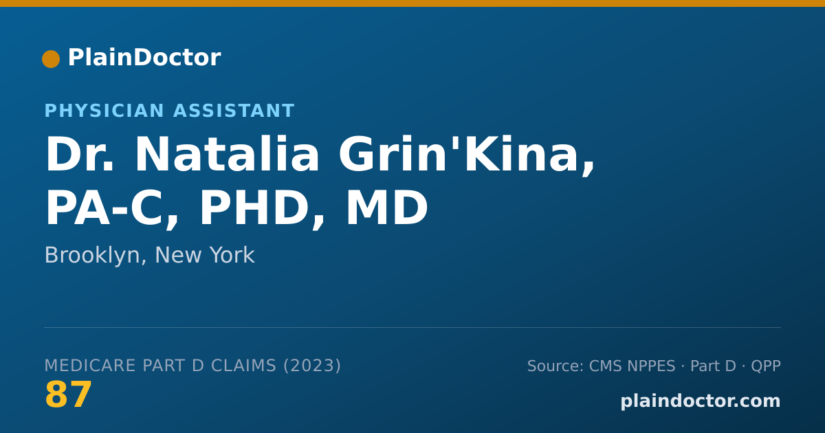 Shareable card for Natalia Grin'Kina, PA-C, PHD, MD - Physician Assistant, Brooklyn, NY