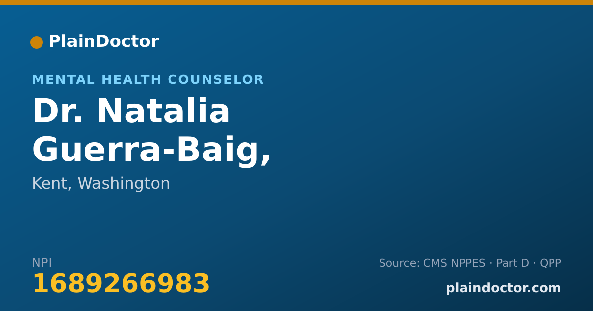 Shareable card for Natalia Guerra-Baig, LH61389223 - Mental Health Counselor, Kent, WA