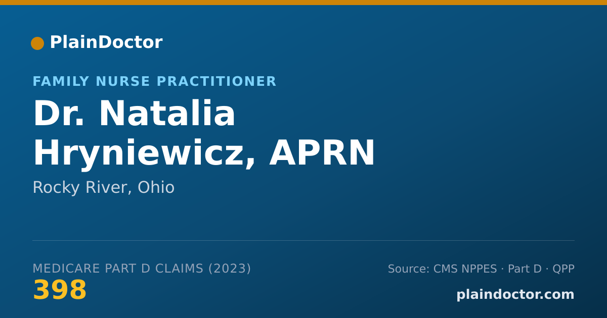 Shareable card for Natalia Hryniewicz, APRN - Family Nurse Practitioner, Rocky River, OH