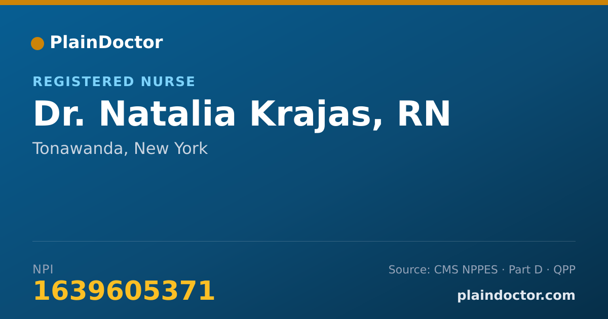 Shareable card for Natalia Krajas, RN - Registered Nurse, Tonawanda, NY