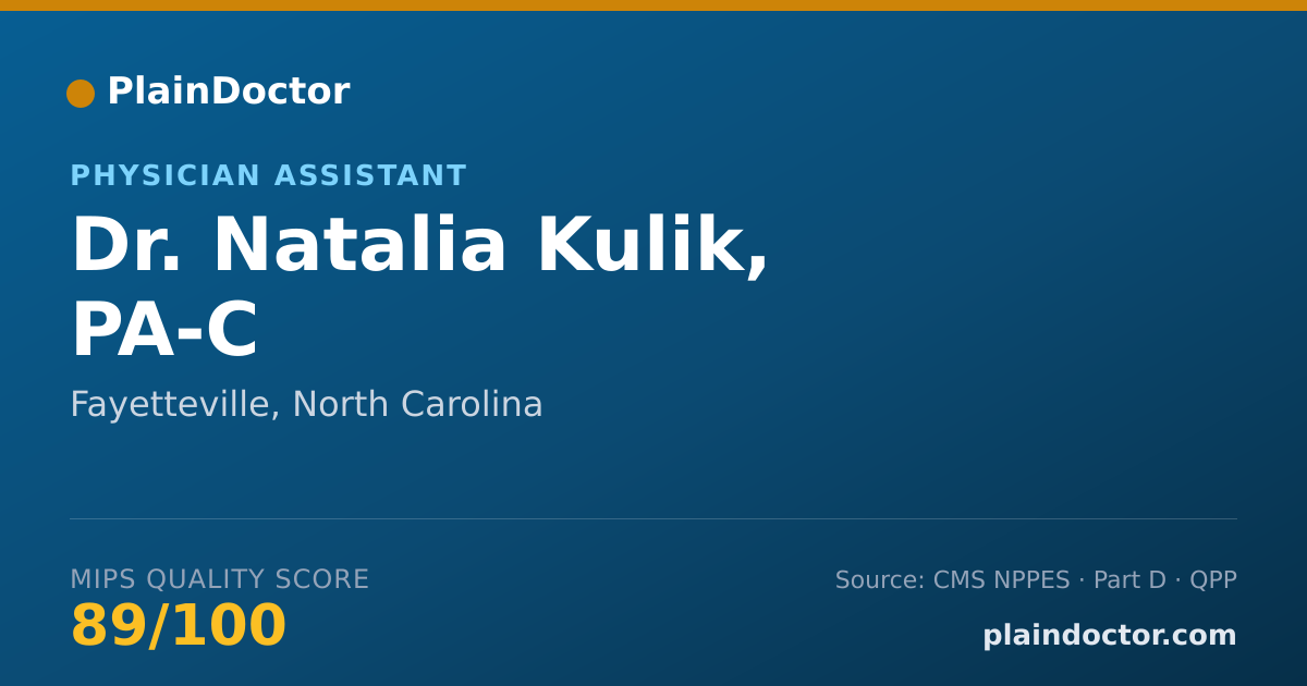 Shareable card for Natalia Kulik, PA-C - Physician Assistant, Fayetteville, NC