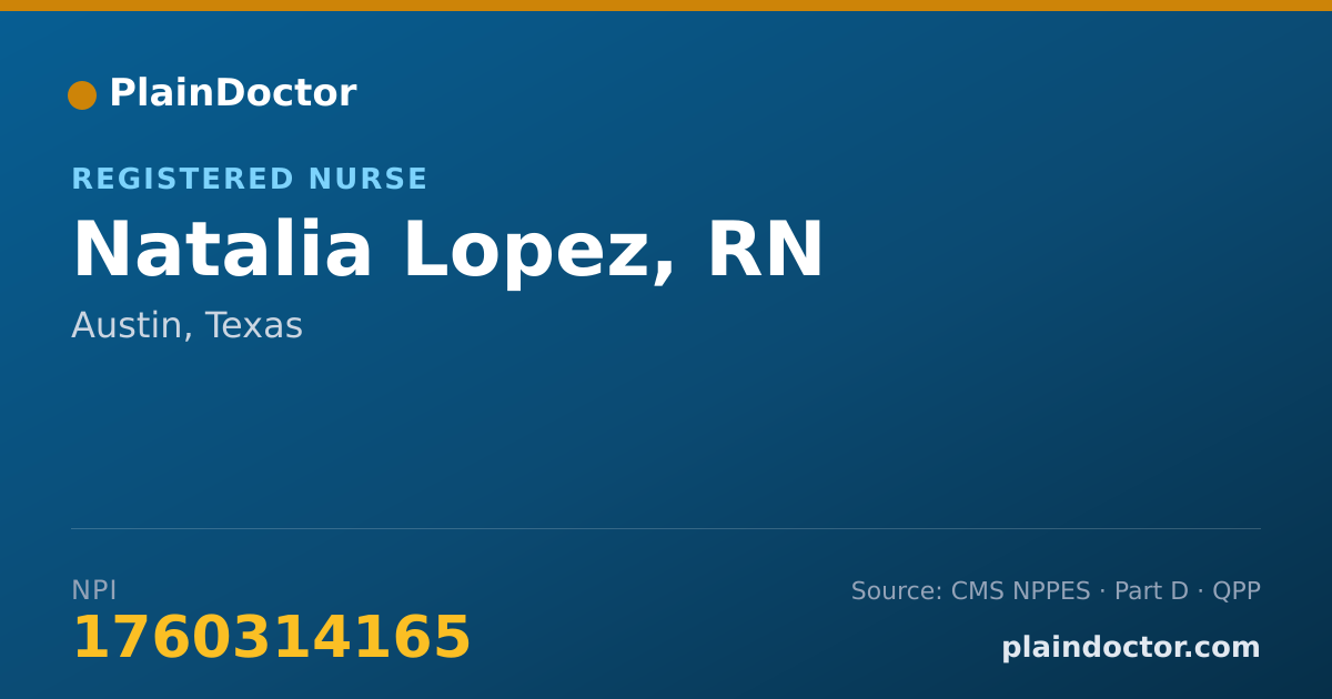 Shareable card for Natalia Lopez, RN - Registered Nurse, Austin, TX