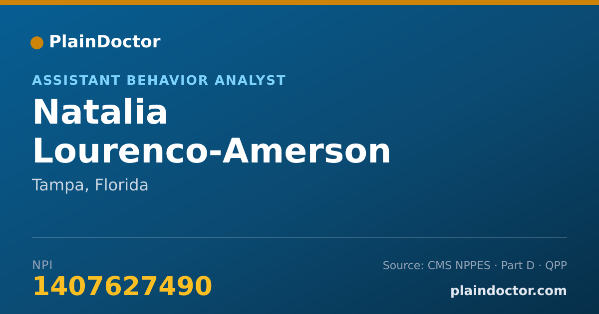 Shareable card for Natalia Lourenco-Amerson - Assistant Behavior Analyst, Tampa, FL