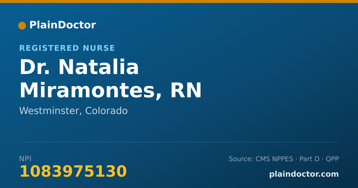 Shareable card for Natalia Miramontes, RN - Registered Nurse, Westminster, CO
