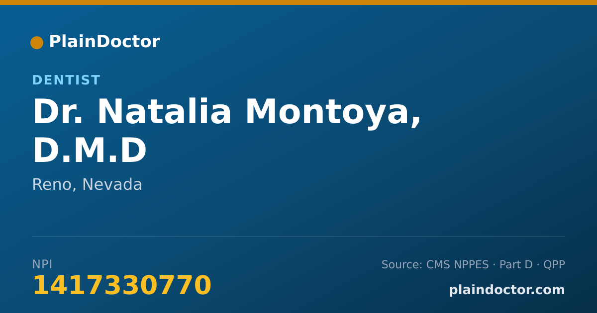 Shareable card for Natalia Montoya, D.M.D - Dentist, Reno, NV