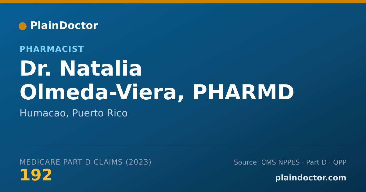 Shareable card for Natalia Olmeda-Viera, PHARMD - Pharmacist, Humacao, PR