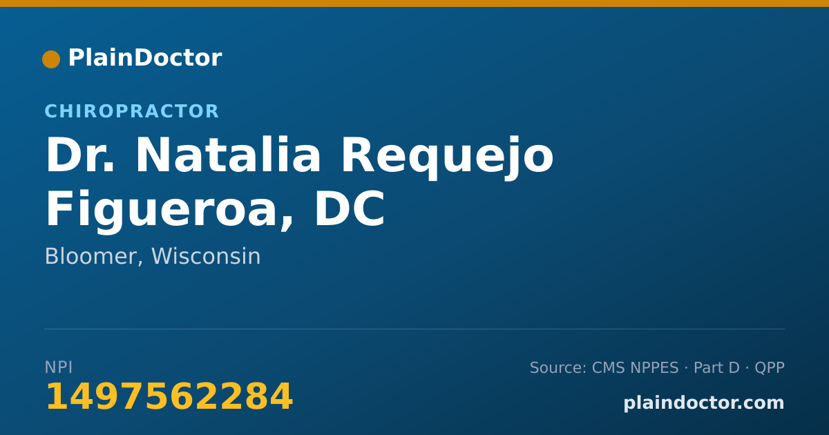 Shareable card for Natalia Requejo Figueroa, DC - Chiropractor, Bloomer, WI