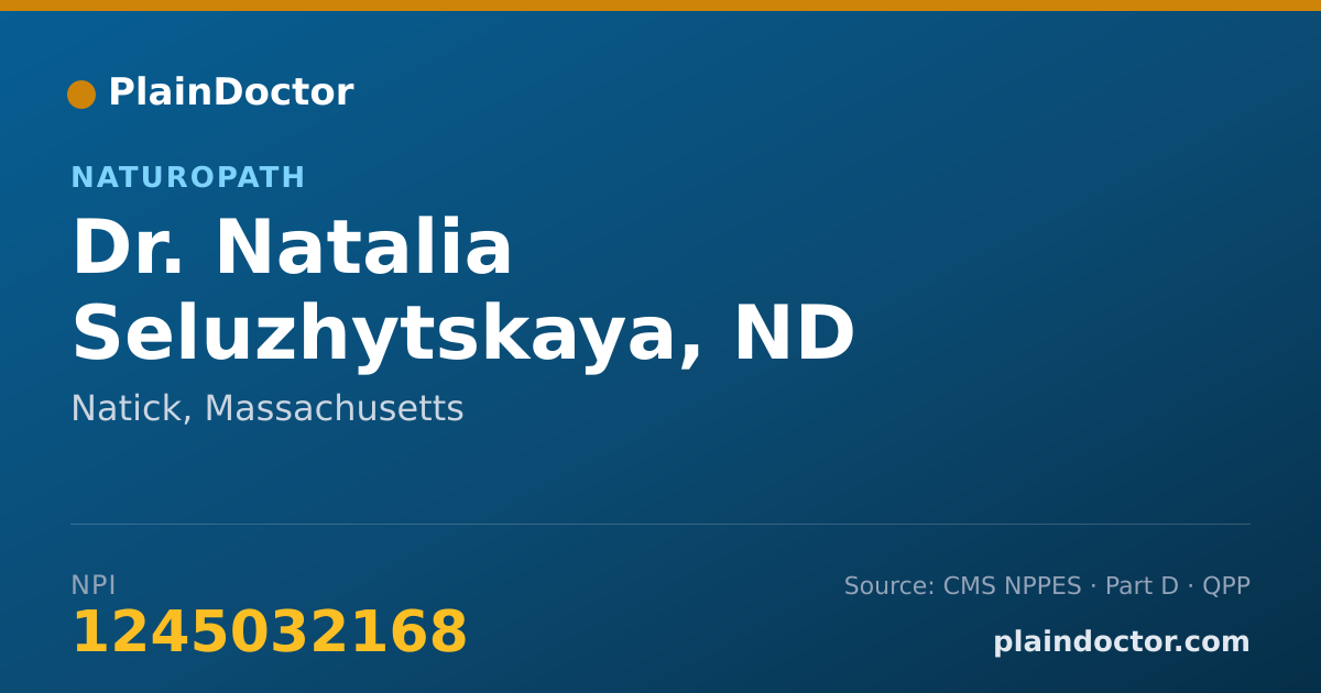 Shareable card for Natalia Seluzhytskaya, ND - Naturopath, Natick, MA