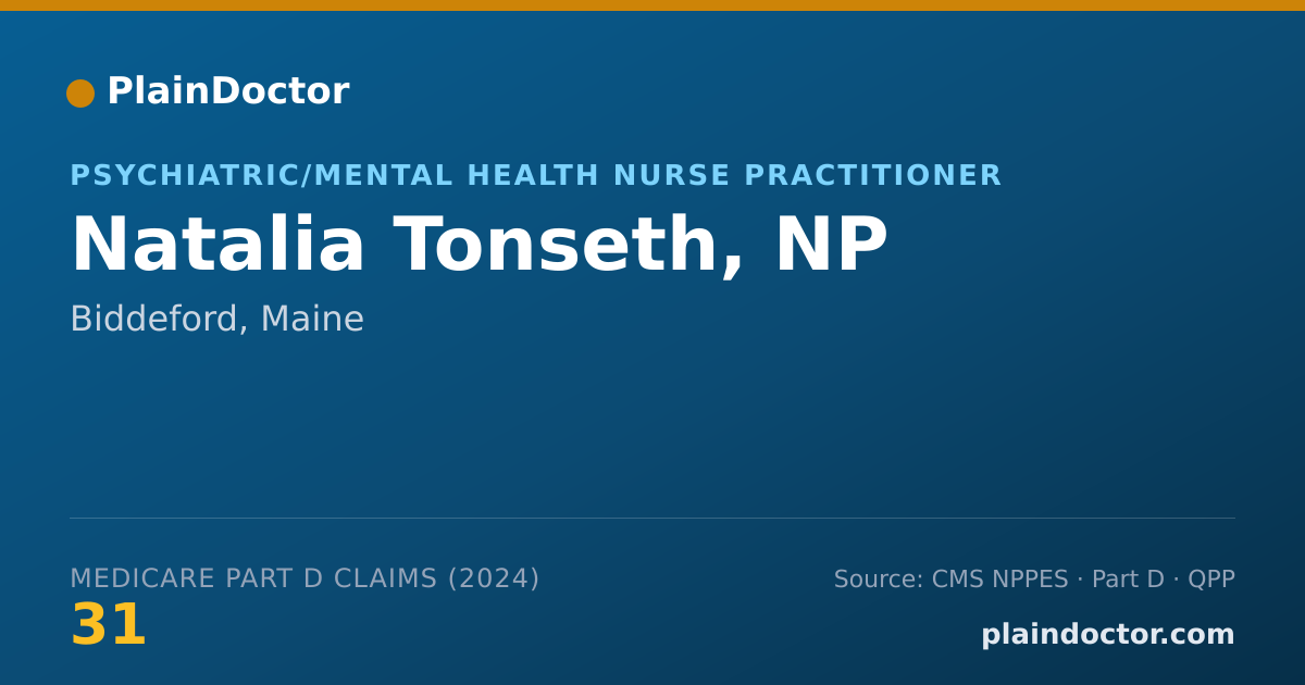Shareable card for Natalia Tonseth, NP - Psychiatric/Mental Health Nurse Practitioner, Biddeford, ME