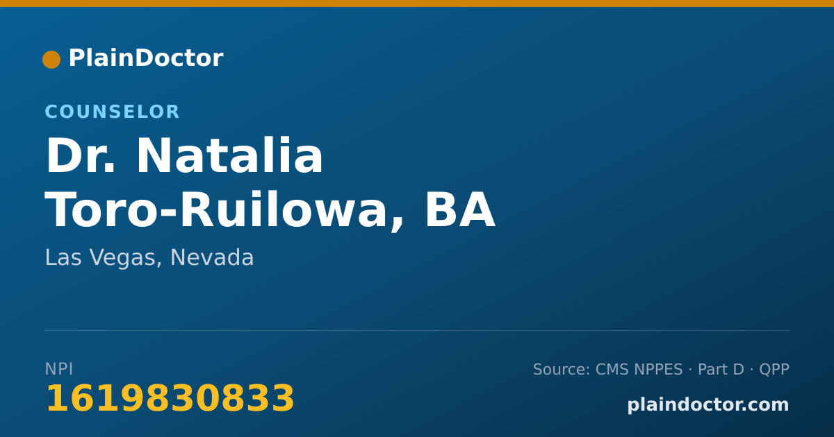 Shareable card for Natalia Toro-Ruilowa, BA - Counselor, Las Vegas, NV