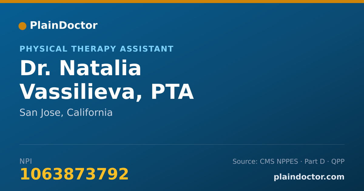 Shareable card for Natalia Vassilieva, PTA - Physical Therapy Assistant, San Jose, CA
