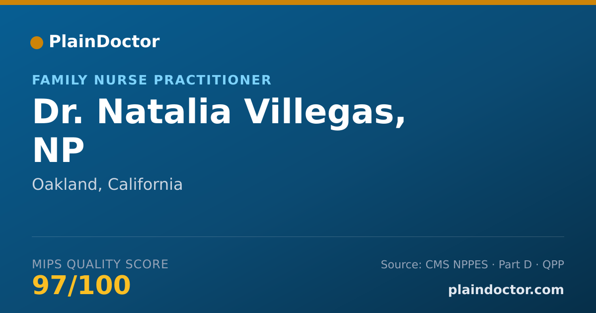 Shareable card for Natalia Villegas, NP - Family Nurse Practitioner, Oakland, CA