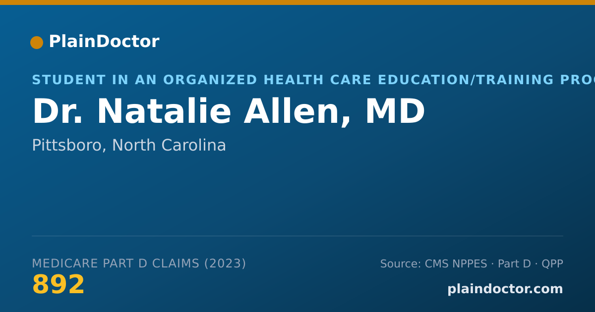 Shareable card for Natalie Allen, MD - Student in an Organized Health Care Education/Training Program, Pittsboro, NC