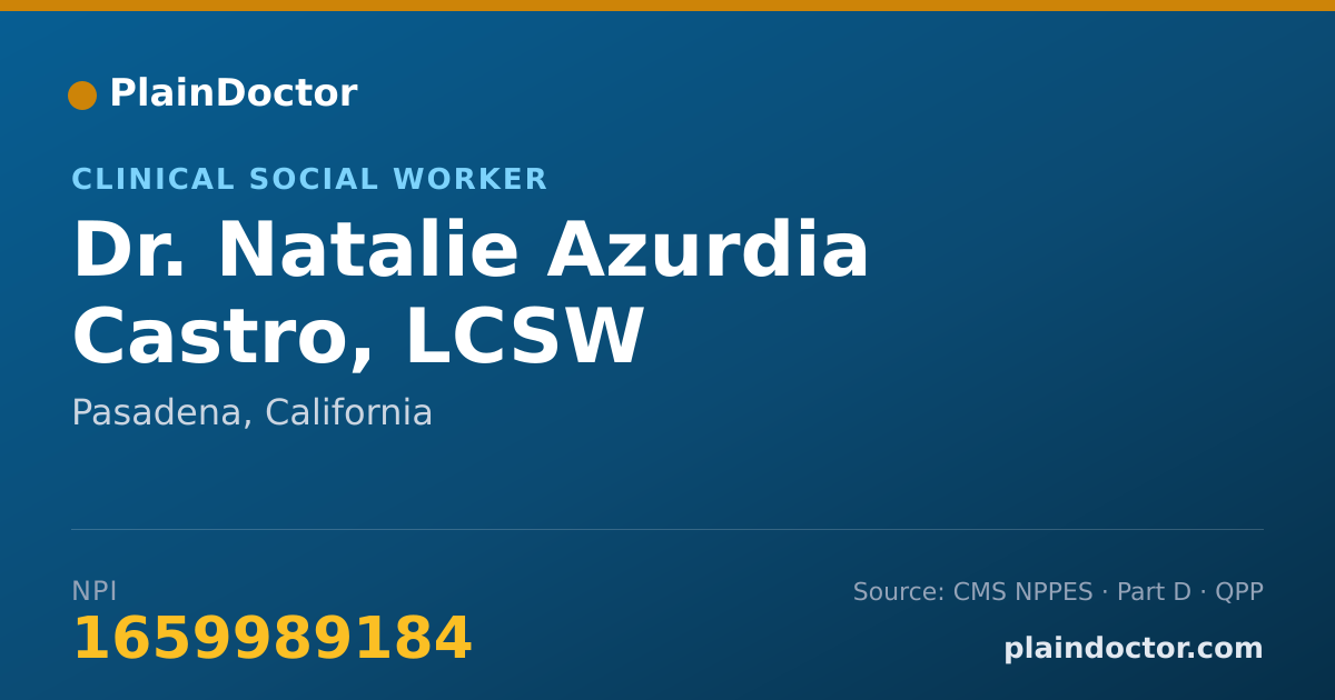 Shareable card for Natalie Azurdia Castro, LCSW - Clinical Social Worker, Pasadena, CA