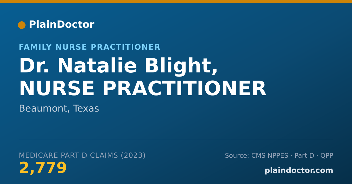 Shareable card for Natalie Blight, NURSE PRACTITIONER - Family Nurse Practitioner, Beaumont, TX
