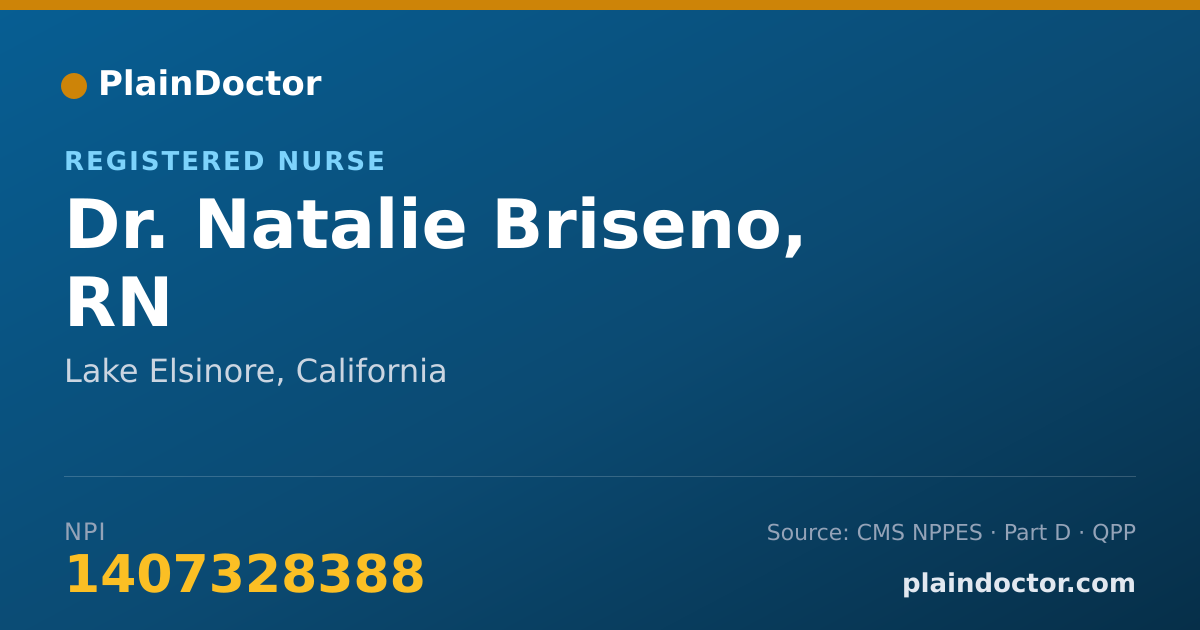 Shareable card for Natalie Briseno, RN - Registered Nurse, Lake Elsinore, CA