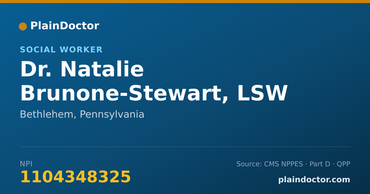 Shareable card for Natalie Brunone-Stewart, LSW - Social Worker, Bethlehem, PA