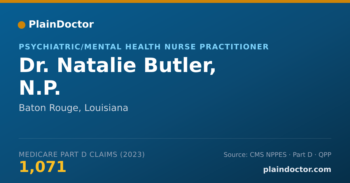 Shareable card for Natalie Butler, N.P. - Psychiatric/Mental Health Nurse Practitioner, Baton Rouge, LA
