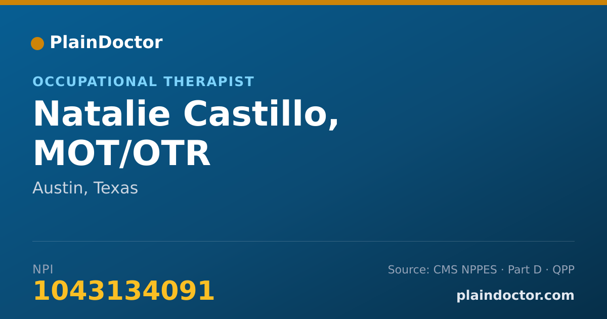 Shareable card for Natalie Castillo, MOT/OTR - Occupational Therapist, Austin, TX