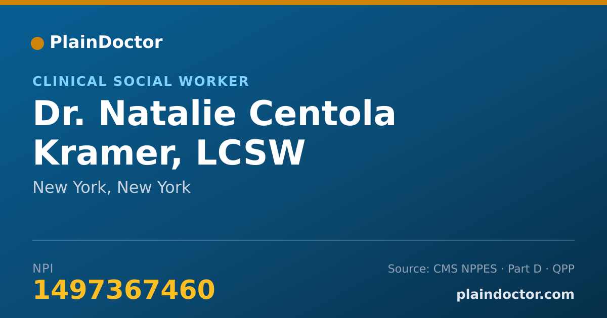 Shareable card for Natalie Centola Kramer, LCSW - Clinical Social Worker, New York, NY