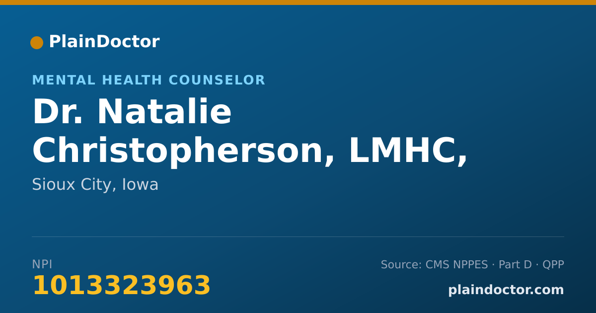 Shareable card for Natalie Christopherson, LMHC, LMFT - Mental Health Counselor, Sioux City, IA