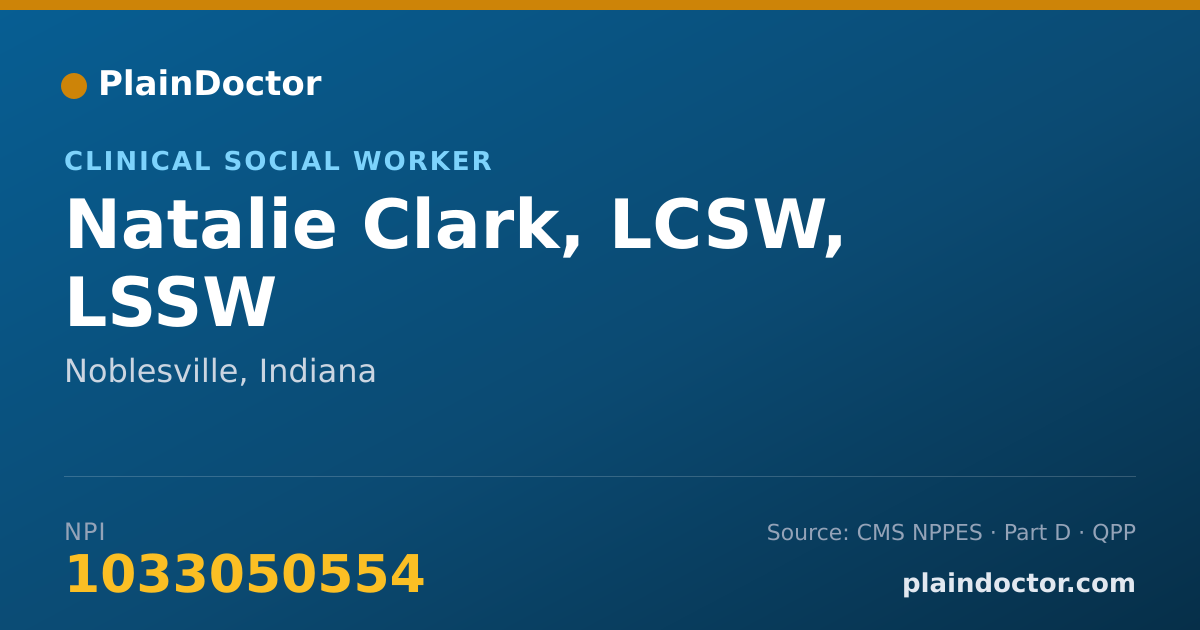 Shareable card for Natalie Clark, LCSW, LSSW - Clinical Social Worker, Noblesville, IN
