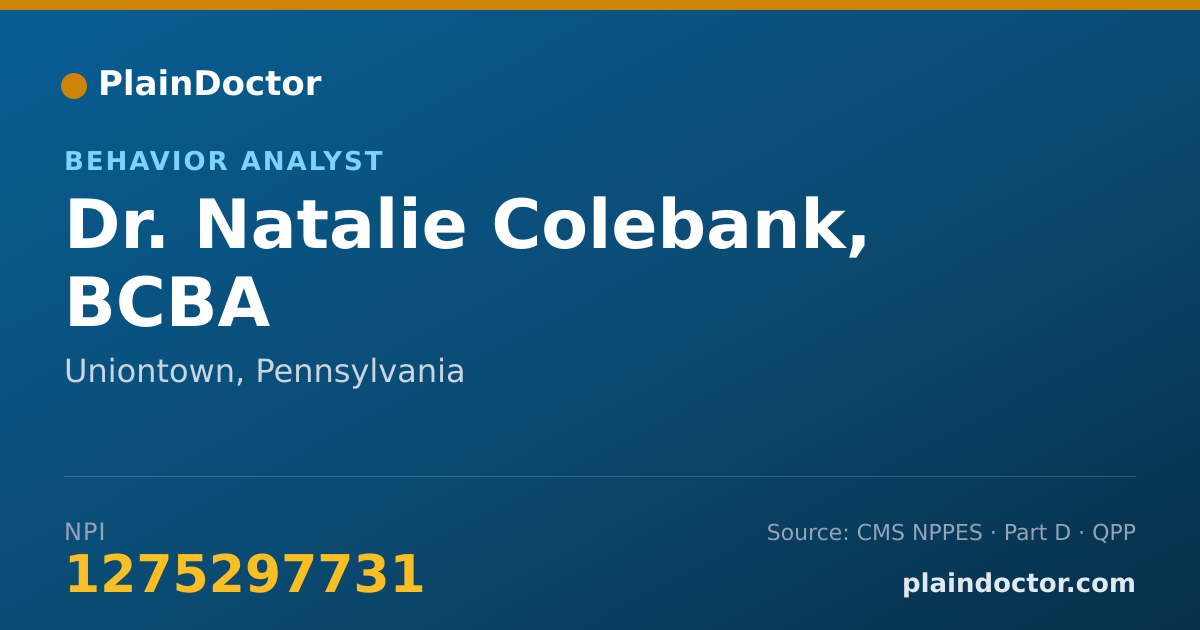Shareable card for Natalie Colebank, BCBA - Behavior Analyst, Uniontown, PA