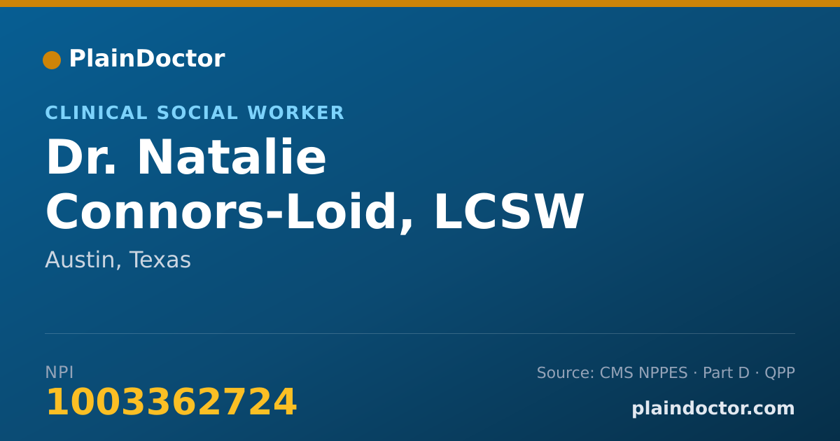 Shareable card for Natalie Connors-Loid, LCSW - Clinical Social Worker, Austin, TX