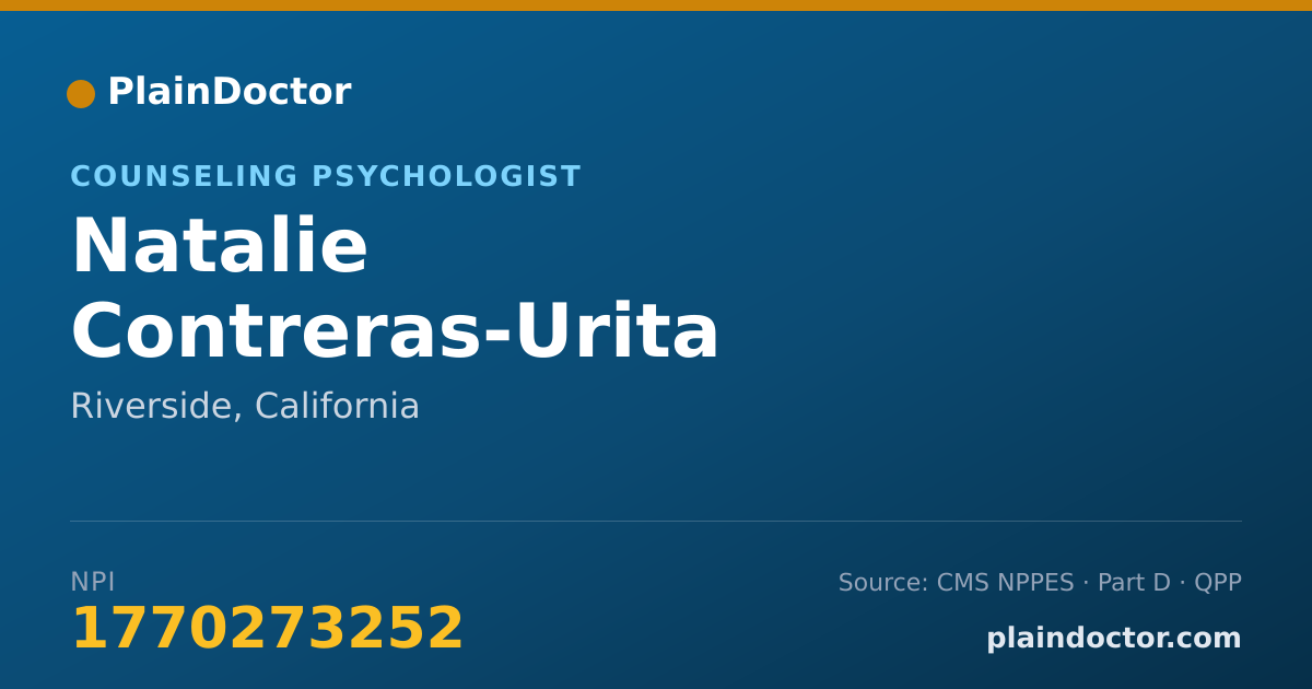Shareable card for Natalie Contreras-Urita - Counseling Psychologist, Riverside, CA