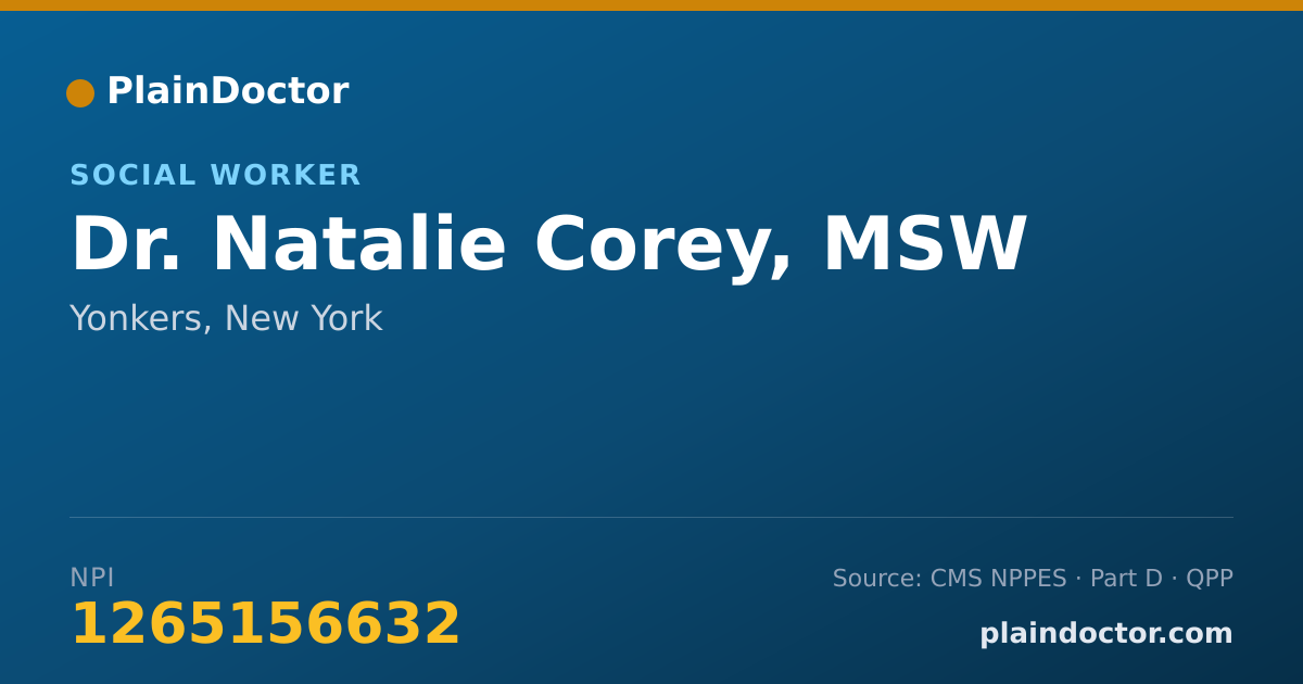 Shareable card for Natalie Corey, MSW - Social Worker, Yonkers, NY