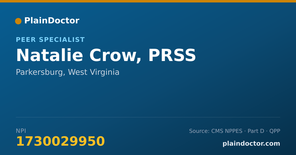 Shareable card for Natalie Crow, PRSS - Peer Specialist, Parkersburg, WV