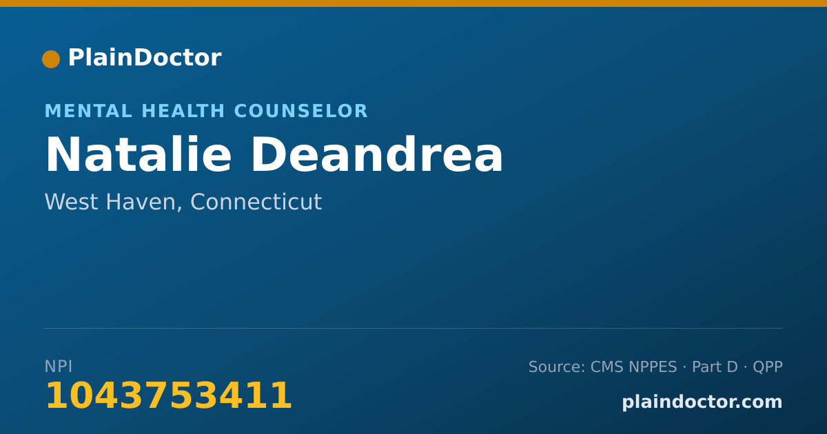 Shareable card for Natalie Deandrea - Mental Health Counselor, West Haven, CT
