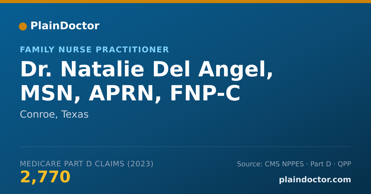 Shareable card for Natalie Del Angel, MSN, APRN, FNP-C - Family Nurse Practitioner, Conroe, TX