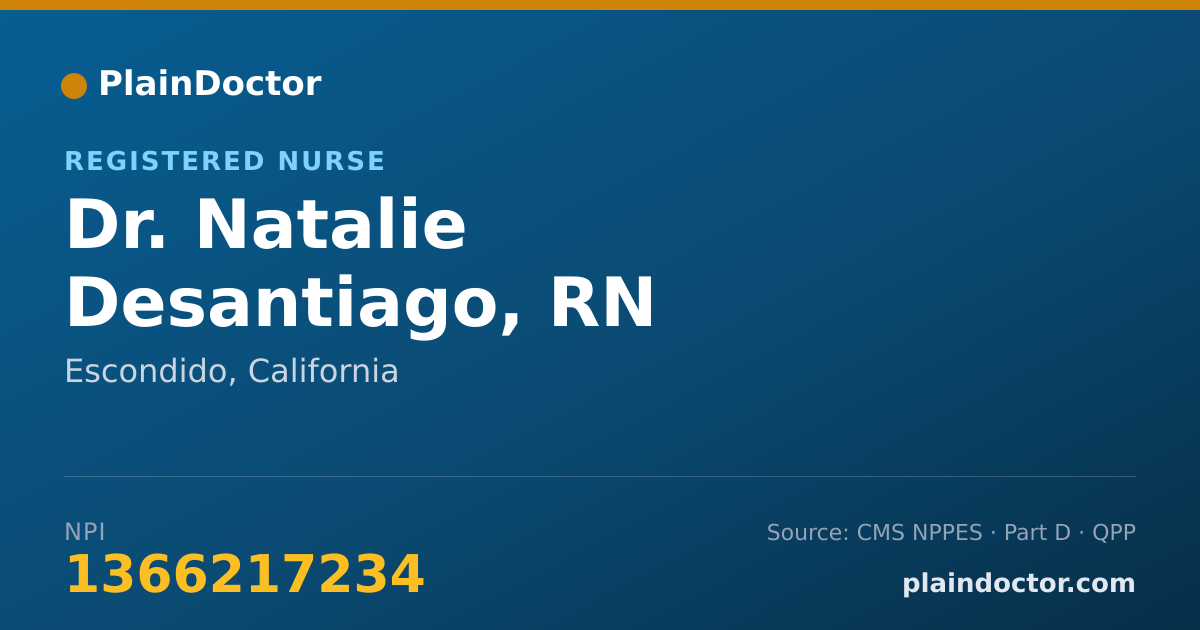 Shareable card for Natalie Desantiago, RN - Registered Nurse, Escondido, CA