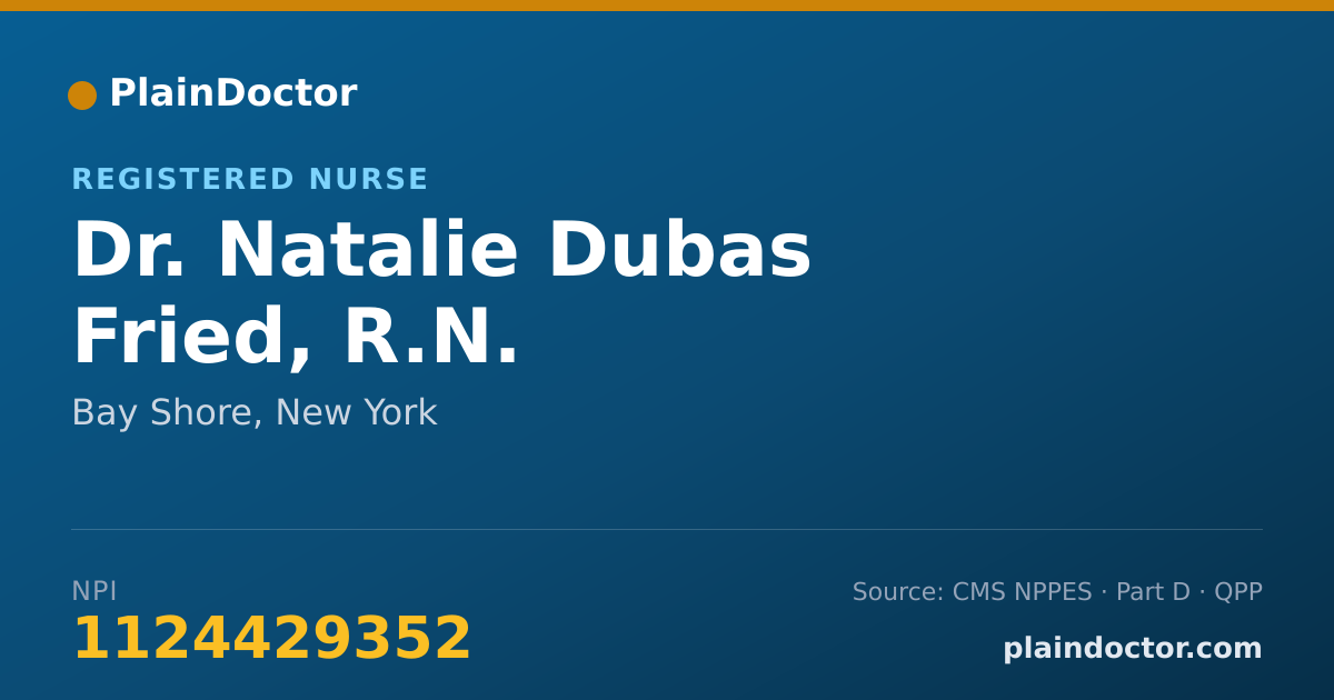 Shareable card for Natalie Dubas Fried, R.N. - Registered Nurse, Bay Shore, NY