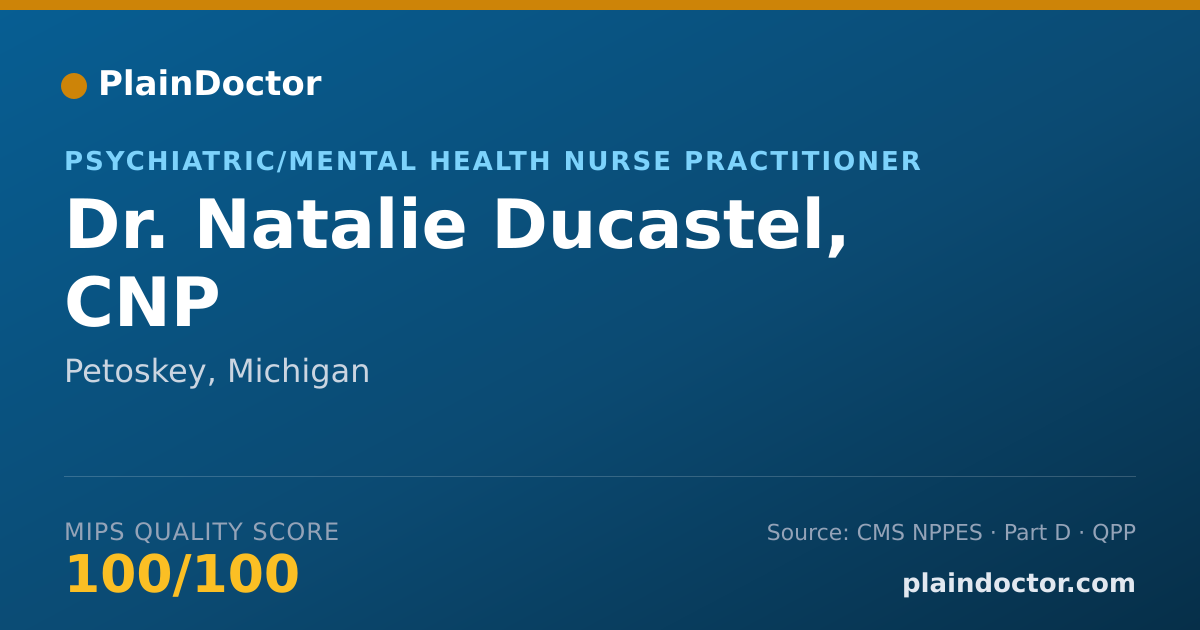 Shareable card for Natalie Ducastel, CNP - Psychiatric/Mental Health Nurse Practitioner, Petoskey, MI