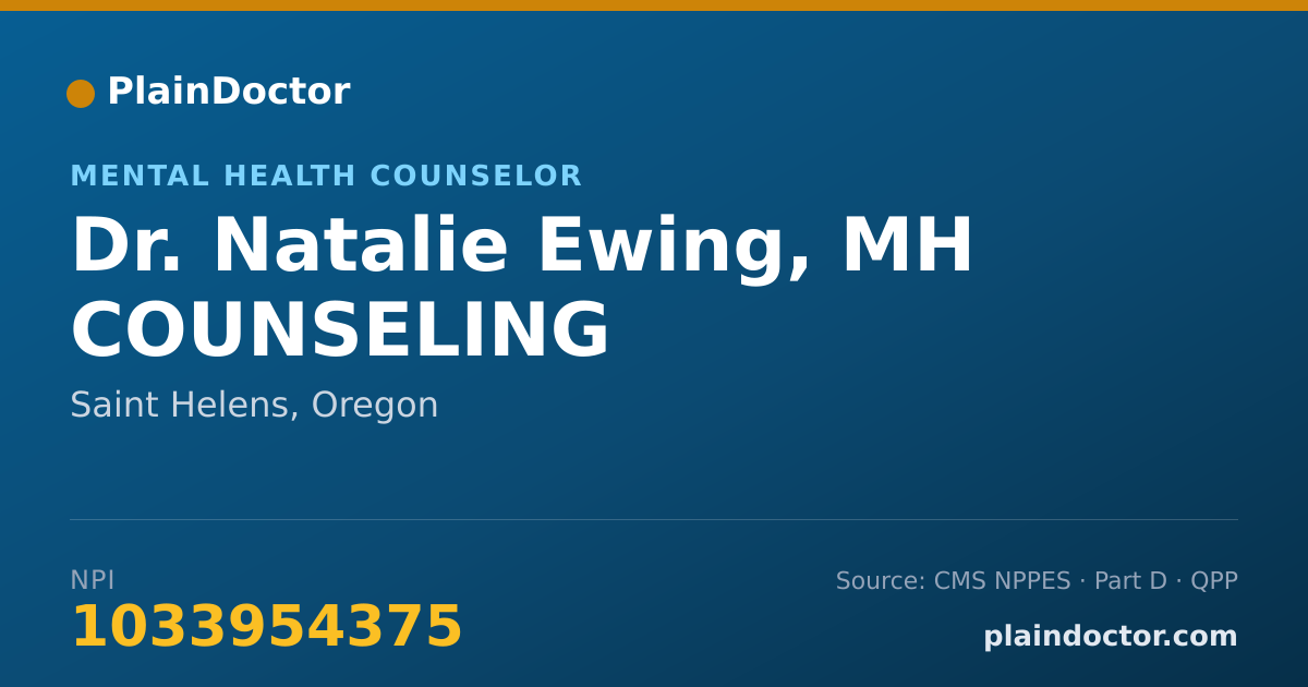 Shareable card for Natalie Ewing, MH COUNSELING - Mental Health Counselor, Saint Helens, OR