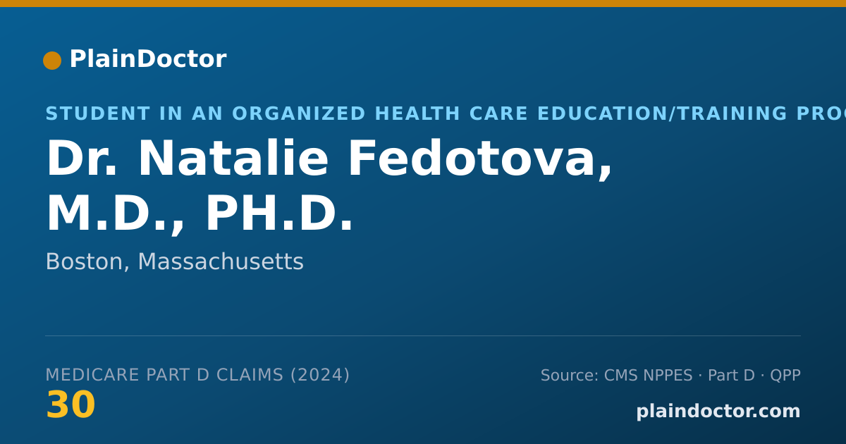 Shareable card for Natalie Fedotova, M.D., PH.D. - Student in an Organized Health Care Education/Training Program, Boston, MA