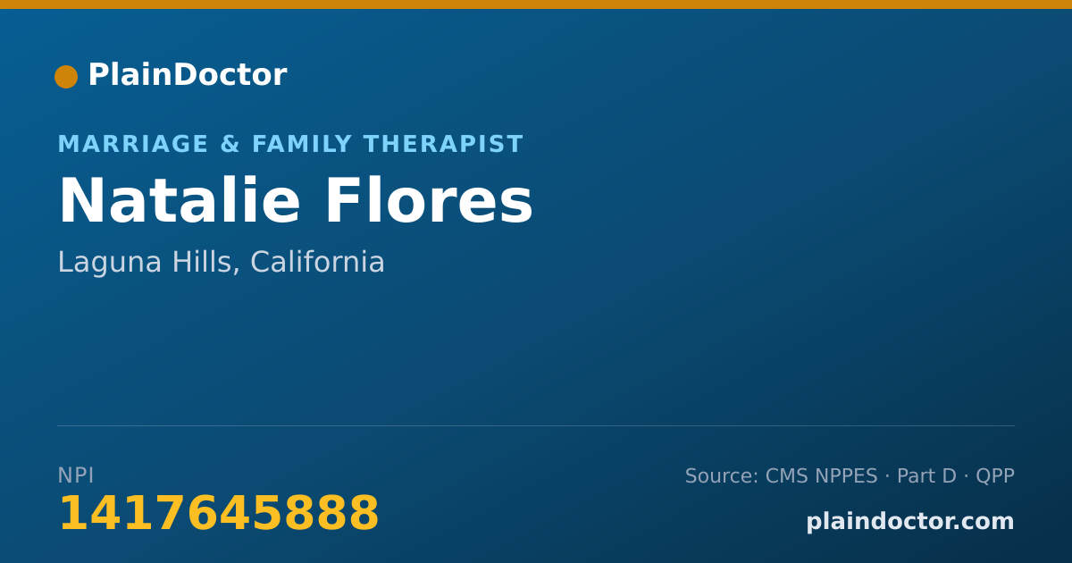 Shareable card for Natalie Flores - Marriage & Family Therapist, Laguna Hills, CA